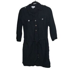 Calvin Klein Black V Neck Linen Blend Dress XS